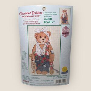 Cherished Teddies A Christmas Carol Counted Cross Stitch Kit Jacob Bearly 5"x7"